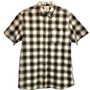 Red Head Plaid Seersucker Short Sleeve in Green/Gold/White Men’s Large